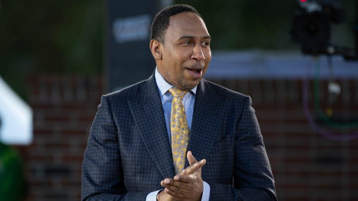 Sports commentator Stephen A. Smith is welcomed by the crowd during a live taping of ESPN's \"First Take\" at Florida A&M University's new Will Packer Performing Arts Amphitheater as part of the school's homecoming festivities Friday, Oct. 29, 2021.

Famu Homecoming 102921 Ts 368