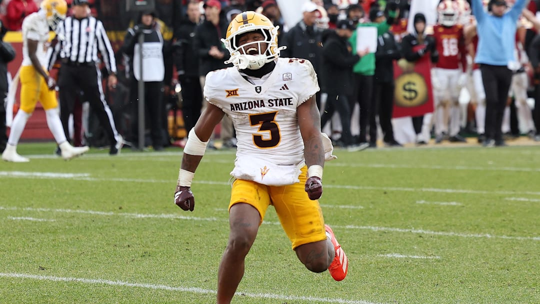 Arizona State Sun Devils running back Raleek Brown celebrates during their game with the Iowa State Cyclones at Jack Trice Stadium.