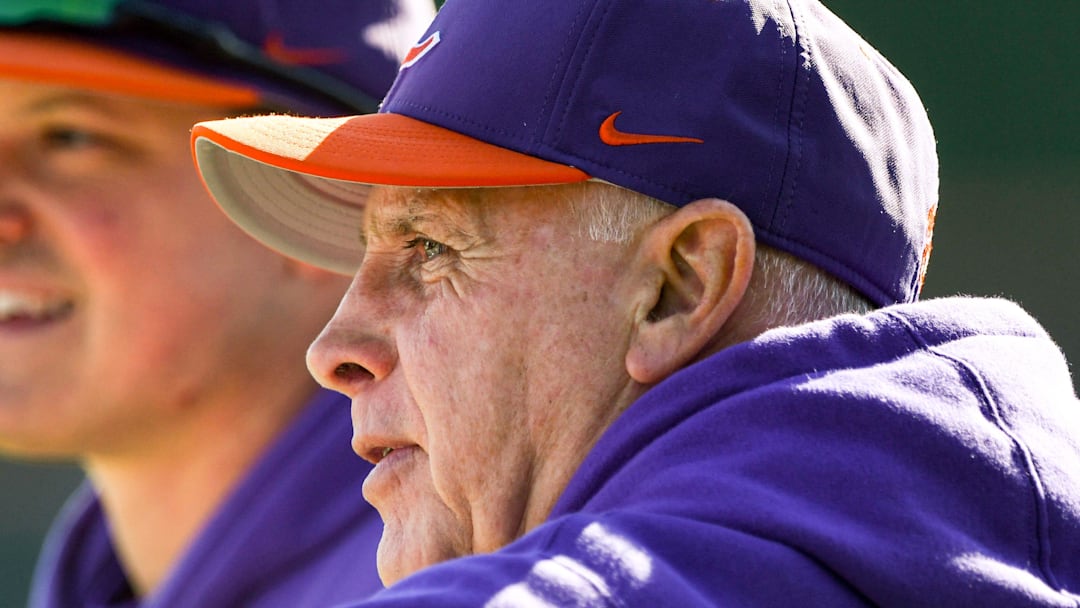 Clemson program development coach Jack Leggett during practice at Doug Kingsmore Stadium in Clemson, S.C. Friday, January 27, 2023. Clemson program development coach Jack Leggett during practice at Doug Kingsmore Stadium in Clemson, S.C. Friday, January 27, 2023.