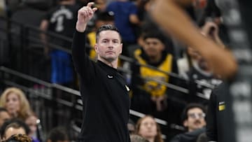  Los Angeles Lakers head coach J.J. Reddick signals to players during the first half against the San Antonio Spurs at Frost Bank Center. Mandatory Credit: Scott Wachter-Imagn Images