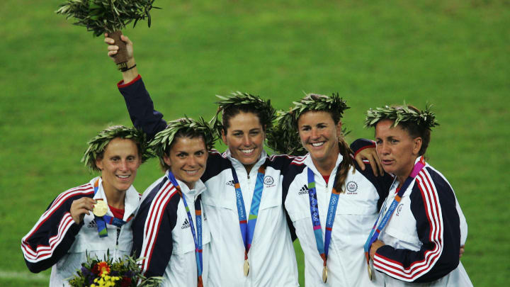 Joy Fawcett, Brandi Chastain, Kristine Lilly, Mia Hamm, Juie Foudy