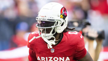 Jan 5, 2025; Glendale, Arizona, USA; Arizona Cardinals wide receiver Zach Pascal (0) against the San Francisco 49ers at State Farm Stadium.  