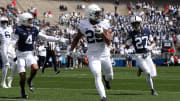 Penn State running back Quinton Martin Jr. scores a touchdown in the 2024 Blue-White Game at Beaver Stadium. 