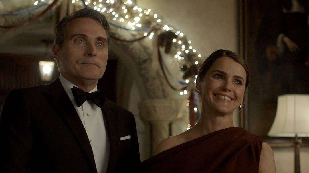 The Diplomat. (L to R) Rufus Sewell as Hal Wyler, Keri Russell as Kate Wyler in episode 308 of The Diplomat