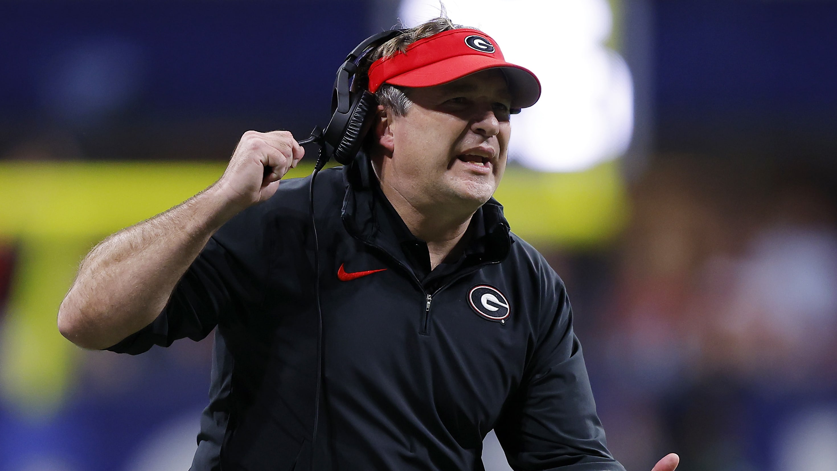 Georgia Bulldogs head coach Kirby Smart on the sideline during the SEC Championship Game.