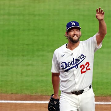 National League pitcher Clayton Kershaw (22) of the Los Angeles Dodgers leaves the game  during the first inning during the 2025 MLB All Star Game at Truist Park. 