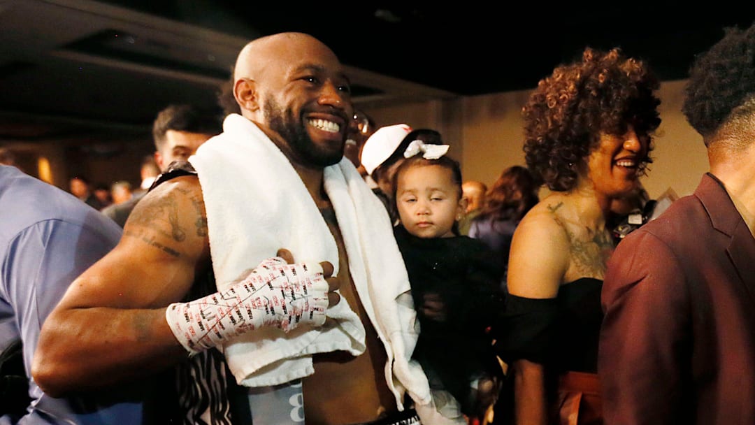 Austin Trout takes photos with fans after his fight against Rosbel Montoya Saturday, Feb. 1, at Inn of the Mountain Gods in Mescalero, N.M. Trout won by second round knockout.

Austin Trout Boxes Rosbel Montoya 010