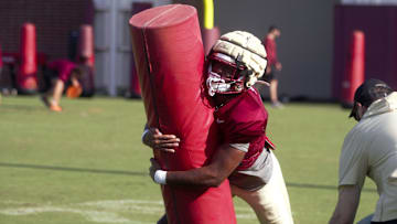 FSU football players participate in fall practice as the team prepares for Georgia Tech at the Albert J Dunlap training center on Tuesday, Aug. 13, 2024.