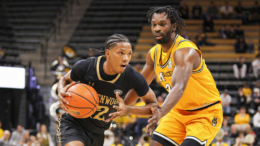 Lindenwood guard Anias Futrell drives against Missouri center Josh Gray.