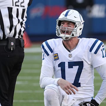 Colts quarterback Philip Rivers pleads his case to an official.
