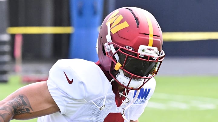 Washington Commanders cornerback Marshon Lattimore runs a route at training camp. Washington Commanders cornerback Marshon Lattimore runs a route at training camp.