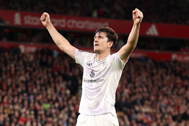 Harry Maguire celebrating.
