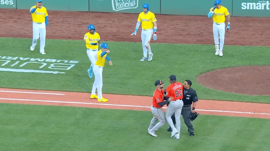 Tempers flared between the Red Sox and Astros Saturday | Screengrab via NESN