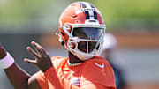 May 10, 2025; Berea, OH, USA; Cleveland Browns quarterback Shedeur Sanders (12) throws a pass during rookie minicamp at CrossCountry Mortgage Campus. Mandatory Credit: Ken Blaze-Imagn Images