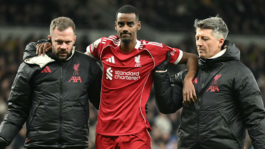 Alexander Isak being helped off the pitch. 