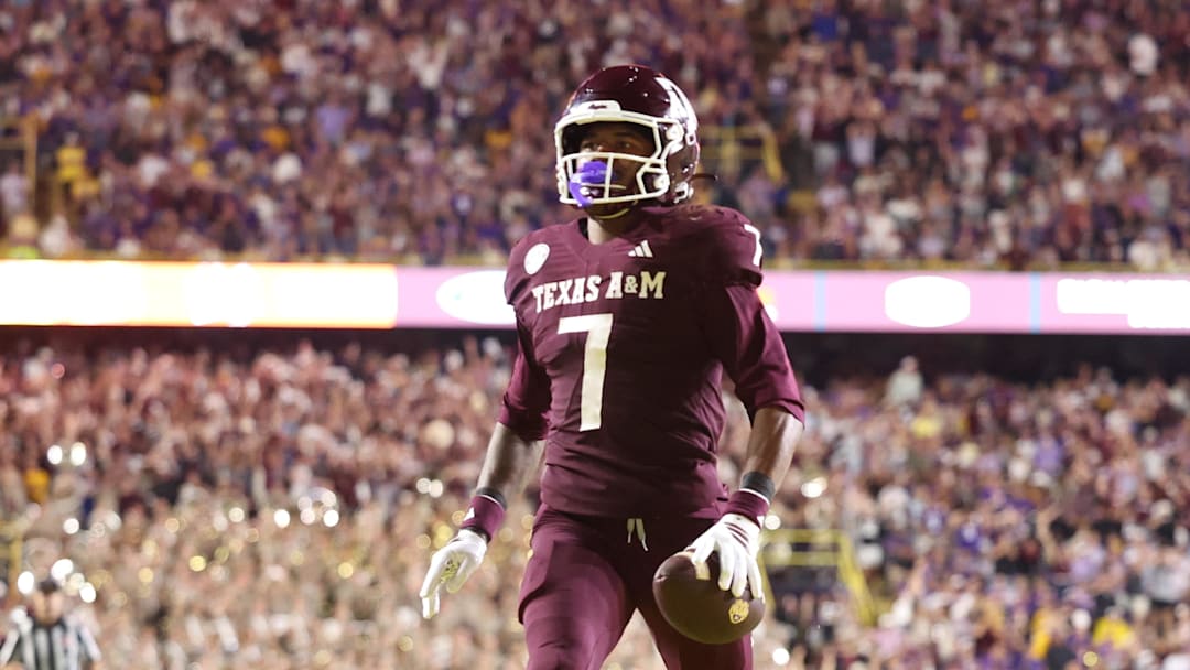 Texas A&M Aggies wide receiver KC Concepcion (7) returns a punt for a touchdown during the second half against the Louisiana State Tigers at Tiger Stadium. Mandatory Credit: Stephen Lew-Imagn Images Texas A&M Aggies wide receiver KC Concepcion (7) returns a punt for a touchdown during the second half against the Louisiana State Tigers at Tiger Stadium. Mandatory Credit: Stephen Lew-Imagn Images