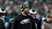 Philadelphia Eagles head coach Nick Sirianni watches a play against the Detroit Lions during the first half at Lincoln Financial Field in Philadelphia on Sunday, November 16, 2025.