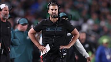 Sep 4, 2025; Philadelphia, Pennsylvania, USA; Philadelphia Eagles head coach Nick Sirianni in a game against the Dallas Cowboys at Lincoln Financial Field. Mandatory Credit: Bill Streicher-Imagn Images