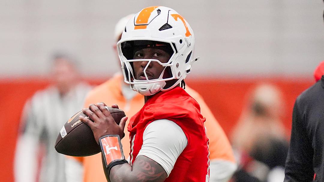 Tennessee quarterback Faizon Brandon (11) during the Vols' first spring football practice in Knoxville on March 16, 2026.