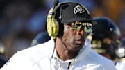 Oct 7, 2023; Tempe, Arizona, USA; Colorado Buffaloes head coach Deion Sanders walks the sidelines as his team takes on the ASU Sun Devils at Mountain America Stadium.