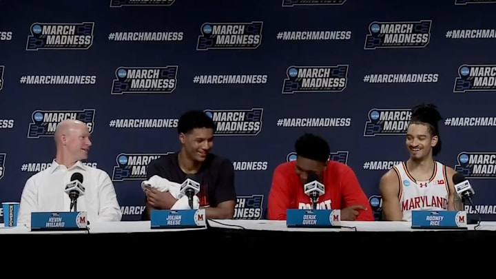 Maryland Coach Kevin Willard, plus Julian Reese, Derik Queen, and Rodney Rice on March 23, 2025. Maryland Coach Kevin Willard, plus Julian Reese, Derik Queen, and Rodney Rice on March 23, 2025.