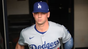 Sep 4, 2025; Pittsburgh, Pennsylvania, USA;  Los Angeles Dodgers catcher Ben Rortvedt (47) enters the dugout to play the Pittsburgh Pirates at PNC Park. Mandatory Credit: Charles LeClaire-Imagn Images