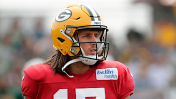 Green Bay Packers quarterback Alex McGough (17) pictured during training camp on Aug. 1, 2023, in Ashwaubenon, Wis.