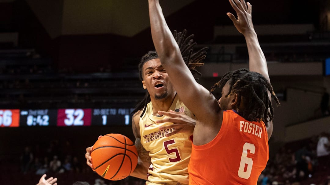 The Florida State mens basketball team competes in their second matchup of the season against the Clemson Tigers at Donald L. Tucker Civic Center Saturday, Feb. 15 2025.