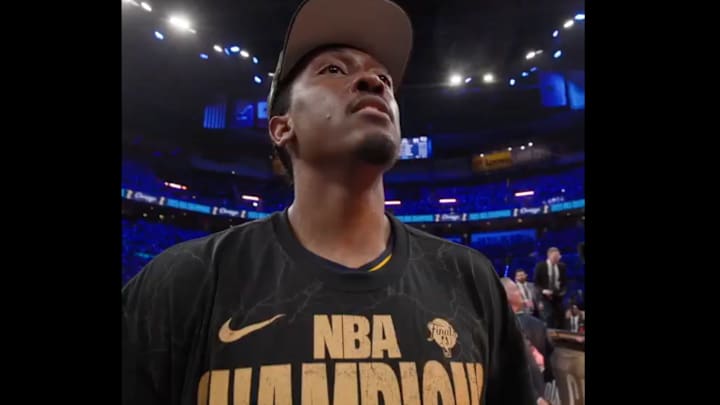 Oklahoma City Thunder's Jalen Williams after winning the NBA title on June 22, 2025. Oklahoma City Thunder's Jalen Williams after winning the NBA title on June 22, 2025.