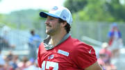 Jul 24, 2024; Rochester, NY, USA;  Buffalo Bills quarterback Josh Allen (17) during training camp at St. John Fisher University. Mandatory Credit: Mark Konezny-USA TODAY Sports