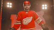 Alex DeBrincat helped reveal the Red Wings' new jerseys