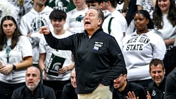 Michigan State's head coach Tom Izzo calls out to players during the game against Minnesota on Tuesday, Jan. 28, 2025, at the Breslin Center in East Lansing.