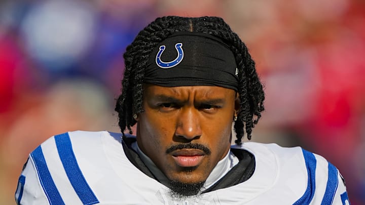 Indianapolis Colts safety Nick Cross during warmups before a game