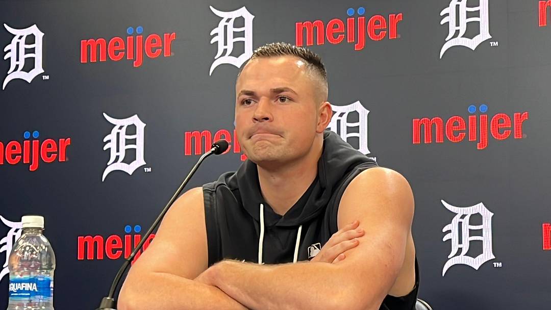 Detroit Tigers left-hander Tarik Skubal talks to reporters before a game against the Boston Red Sox on May 4, 2026, at Comerica Park in Detroit, Michigan. Detroit Tigers left-hander Tarik Skubal talks to reporters before a game against the Boston Red Sox on May 4, 2026, at Comerica Park in Detroit, Michigan.