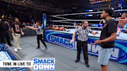 Jalen Brunson and Tyrese Haliburton at WWE SmackDown on June 28, 2024.