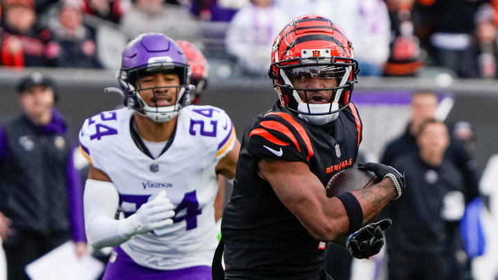 Cincinnati Bengals wide receiver Ja'Marr Chase (1) runs the ball in the 4th Paycor Stadium Saturday, December 16, 2023. Chase left the game in the 4th quarter with an unknown injury.