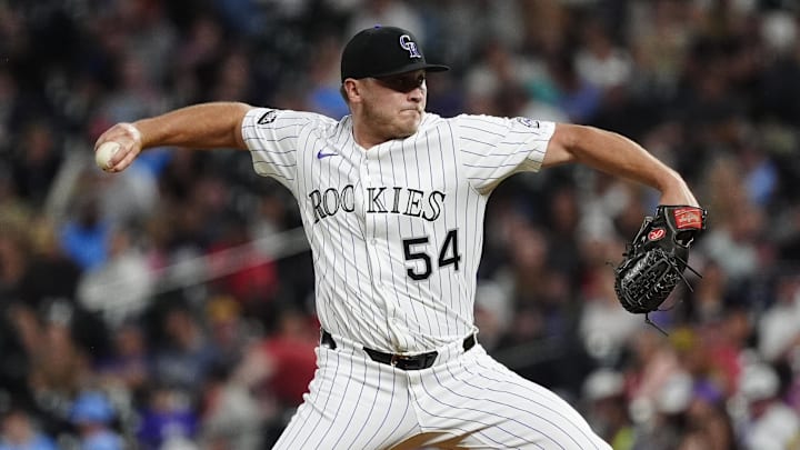 Colorado Rockies relief pitcher Seth Halvorsen