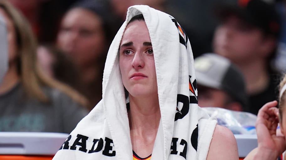 Indiana Fever guard Caitlin Clark sits on the bench. | David Butler II-Imagn Images