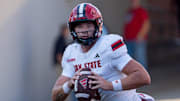 Jacksonville State Gamecocks quarterback Tyler Huff (6) looks for an open pass during their game against the Louisville Cardinals on Saturday, Sept. 7, 2024 at L&N Federal Credit Union Stadium in Louisville, Ky.