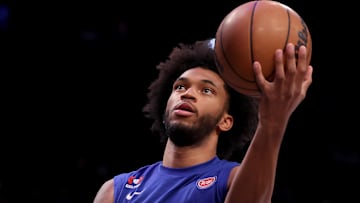 Dec 23, 2023; Brooklyn, New York, USA; Detroit Pistons forward Marvin Bagley III (35) warms up