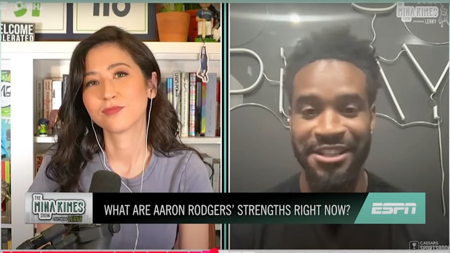 Mina Kimes and Darius Slay during 'The Mina Kimes Show with Lenny' on June 19, 2025. | 'The Mina Kimes Show with Lenny' / X / Screensho