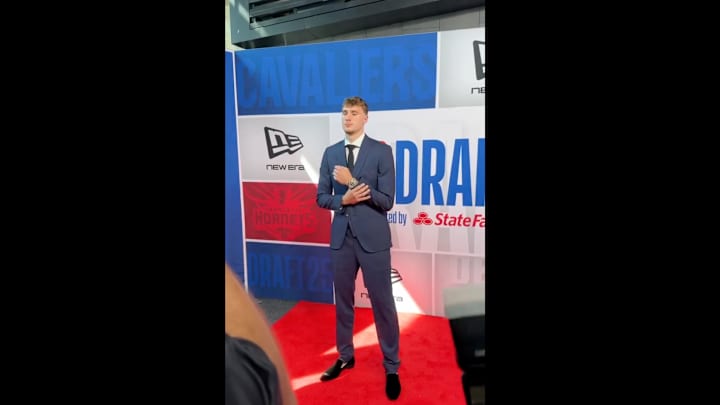Top NBA prospect and former Duke Blue Devil Cooper Flagg on the NBA red carpet on June 25, 2025. Top NBA prospect and former Duke Blue Devil Cooper Flagg on the NBA red carpet on June 25, 2025.