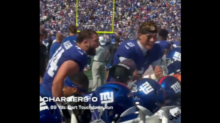 Skattebo was the lead blocker on Dart's first NFL touchdown.