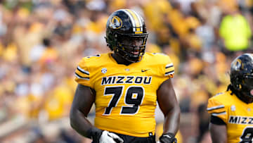 Missouri Tigers offensive lineman Armand Membou (79)