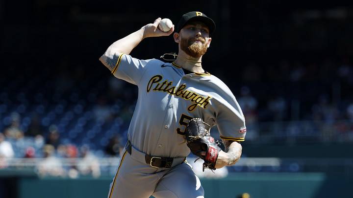 Sep 14, 2025; Washington, District of Columbia, USA; Pittsburgh Pirates starting pitcher Mike Burrows (53) pitches against the Washington Nationals during the first inning at Nationals Park. Mandatory Credit: Geoff Burke-Imagn Images