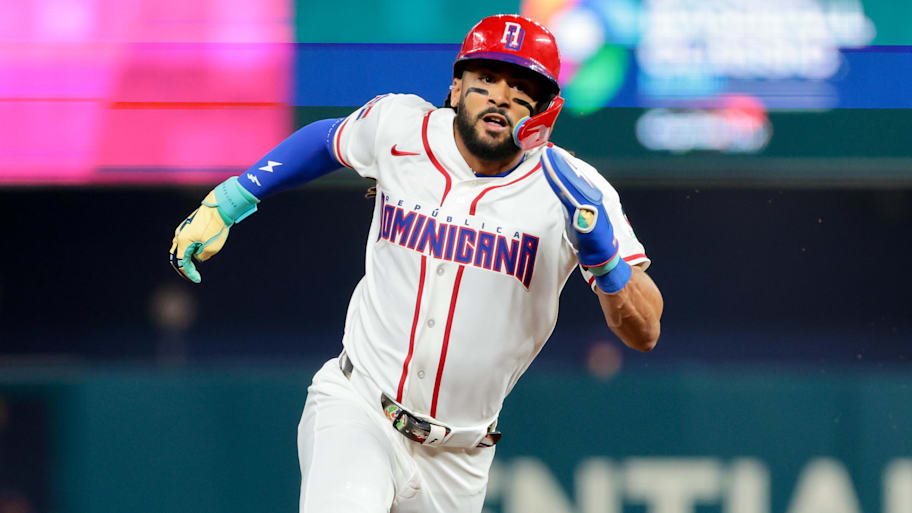 Dominican Republic right fielder Fernando Tatis Jr. rounds second base
