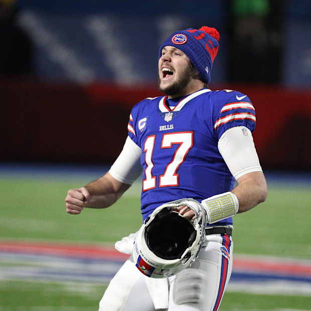 Josh Allen celebrates