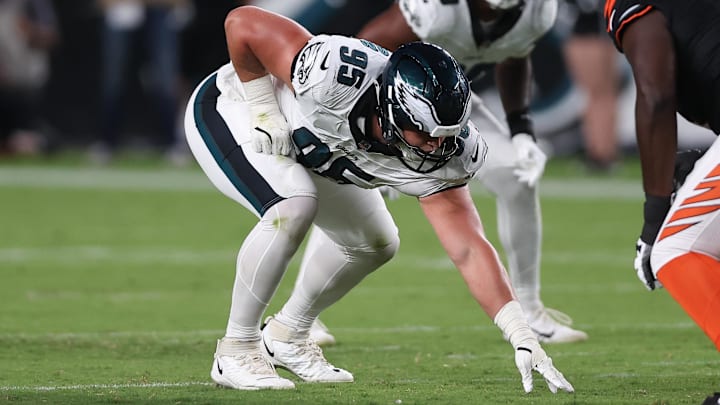 Philadelphia Eagles defensive tackle Ty Robinson (95) in action against the Cincinnati Bengals at Lincoln Financial Field. Mandatory Credit: Bill Streicher-Imagn Images