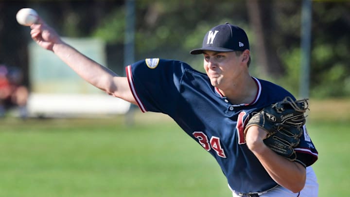 SOUTH YARMOUTH    06/30/21  Wareham starter Matt Svanson throws against Y-D.

Wareham Y D Cape League
