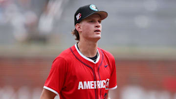 White Sox prospect Noah Schultz (22) pitches in the 2025 MLB All-Star Futures Game at Truist Park. 